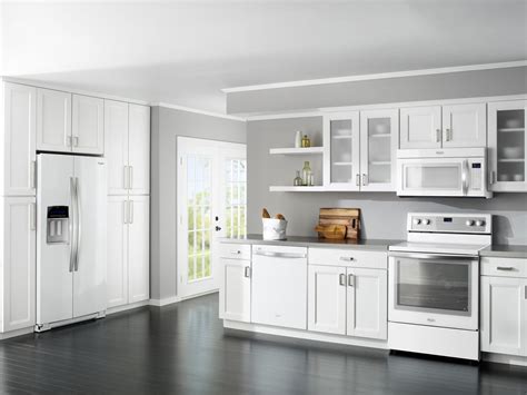 paint to match white kitchen cabinets and stainless steel appliances|white kitchen appliance cabinet colors.